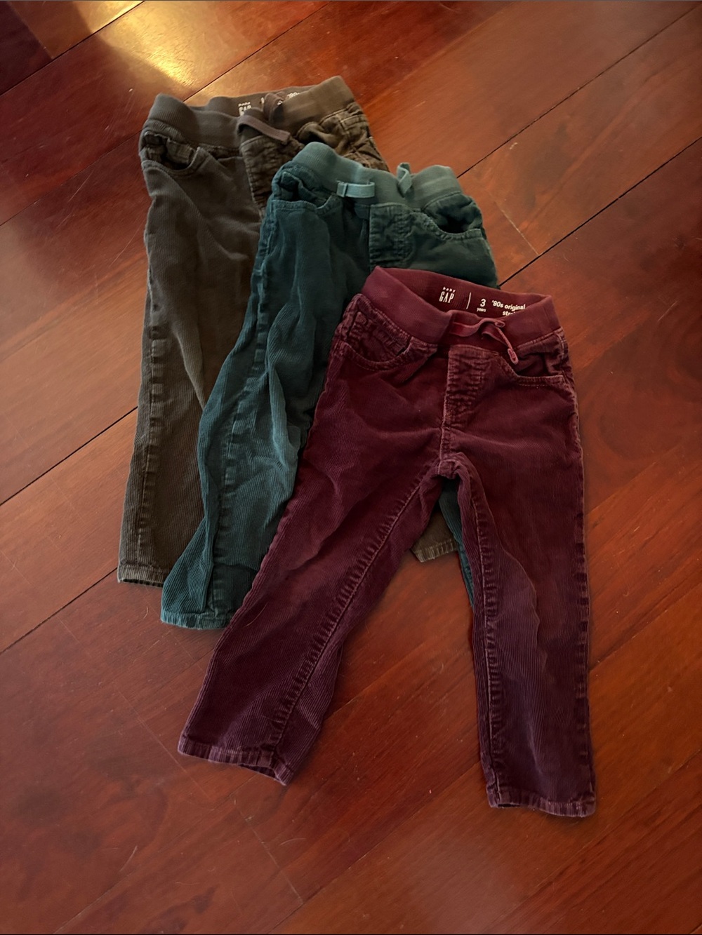 GAP Kids Corduroy Pants Trio - Burgundy, Teal, Olive
